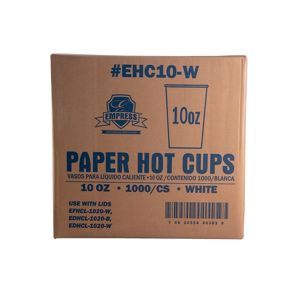 Empress Squat White Paper Hot Cup, 10 Ounce -- 1000 per case