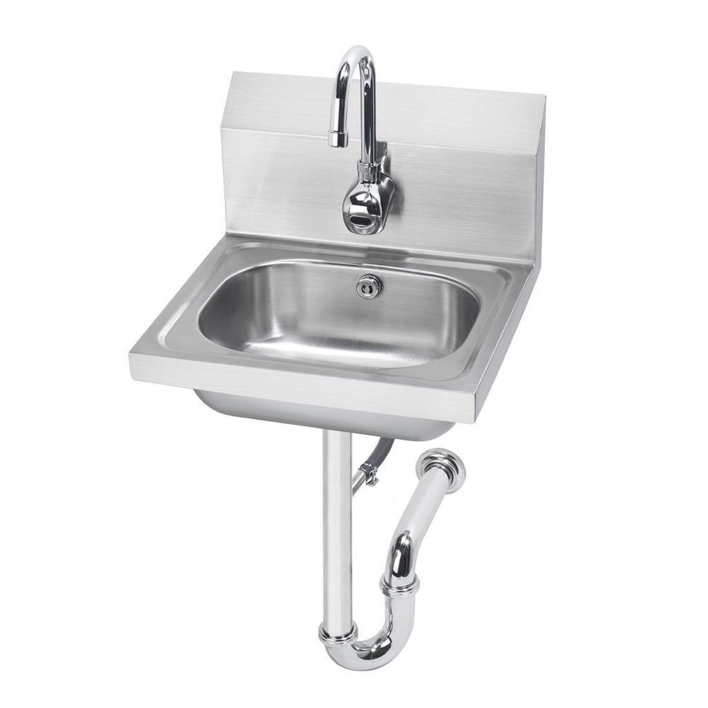 Krowne Overflow and P Trap Hand Sink with Single Hole Electronic Sensor Faucet, 16 x 15 x 14 inch