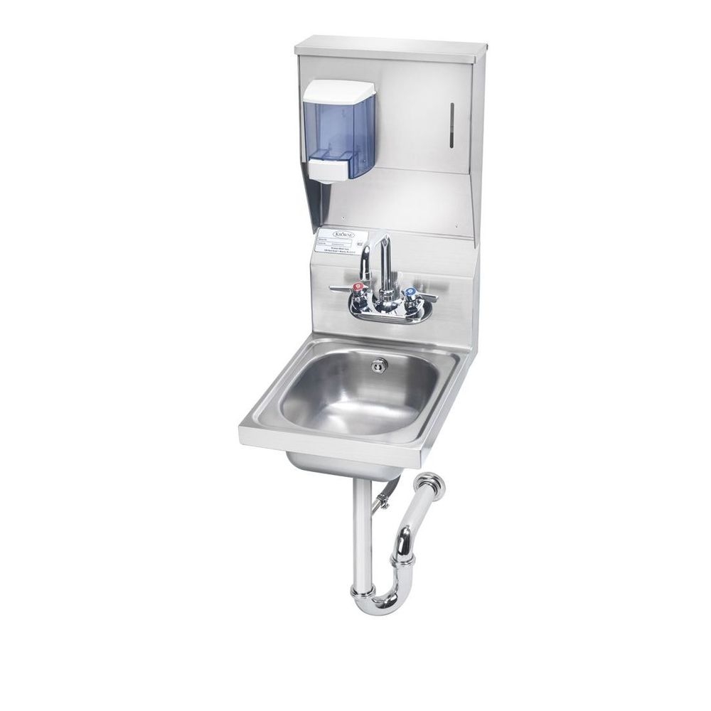 Krowne Overflow and P Trap Hand Sink with Soap and Towel Dispenser, 12 x 14 1/4 x 28 inch