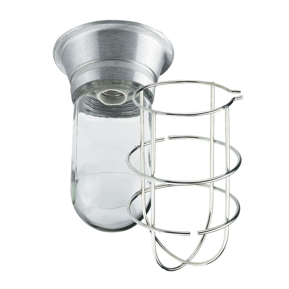 Krowne Shatterproof Plastic Coated Glass Globe with Slanted Base and Wire Guard for Exhaust Hood Vaporproof Light Fixture