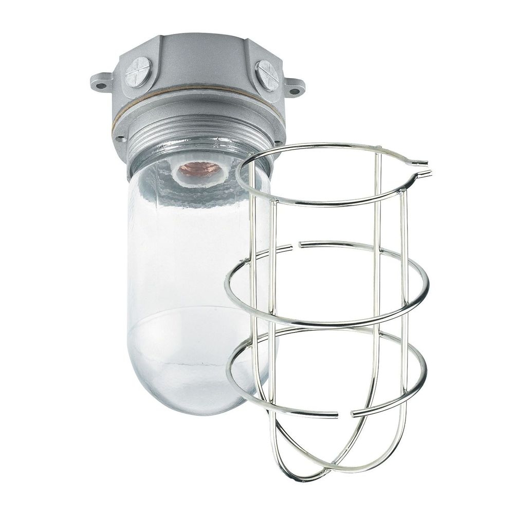 Krowne Tempered Glass Globe with Wire Guard and Straight Base for Refrigeration Vaporproof Light Fixture