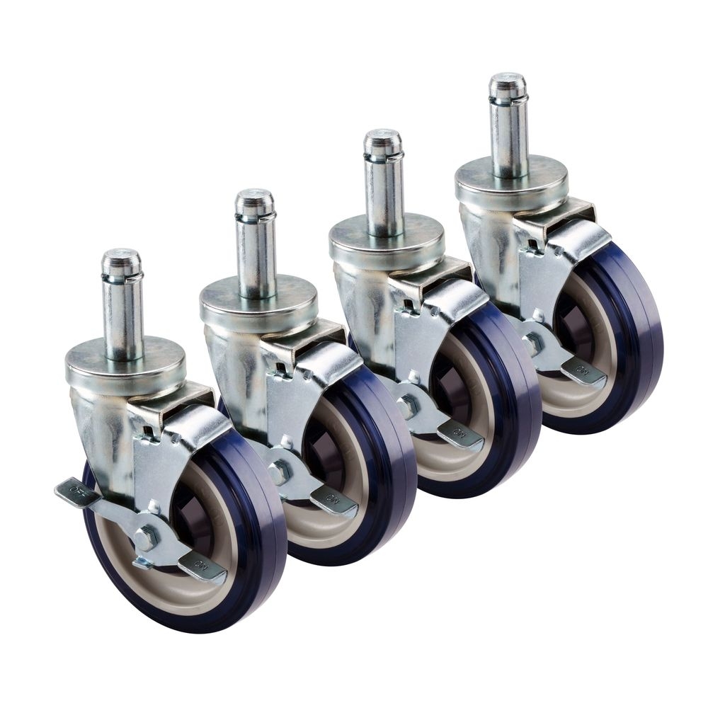 Krowne Economy Series Universal Wire Shelving Caster with Side Brake and 5 inch Wheel, set of 4