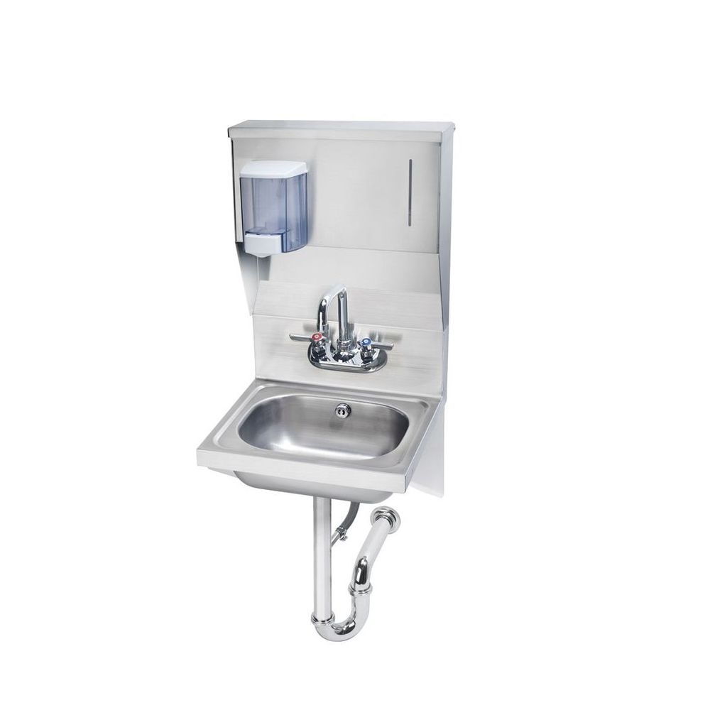 Krowne P Trap and Side Supports Hand Sink with Soap and Towel Dispenser, 16 x 15 x 24 inch