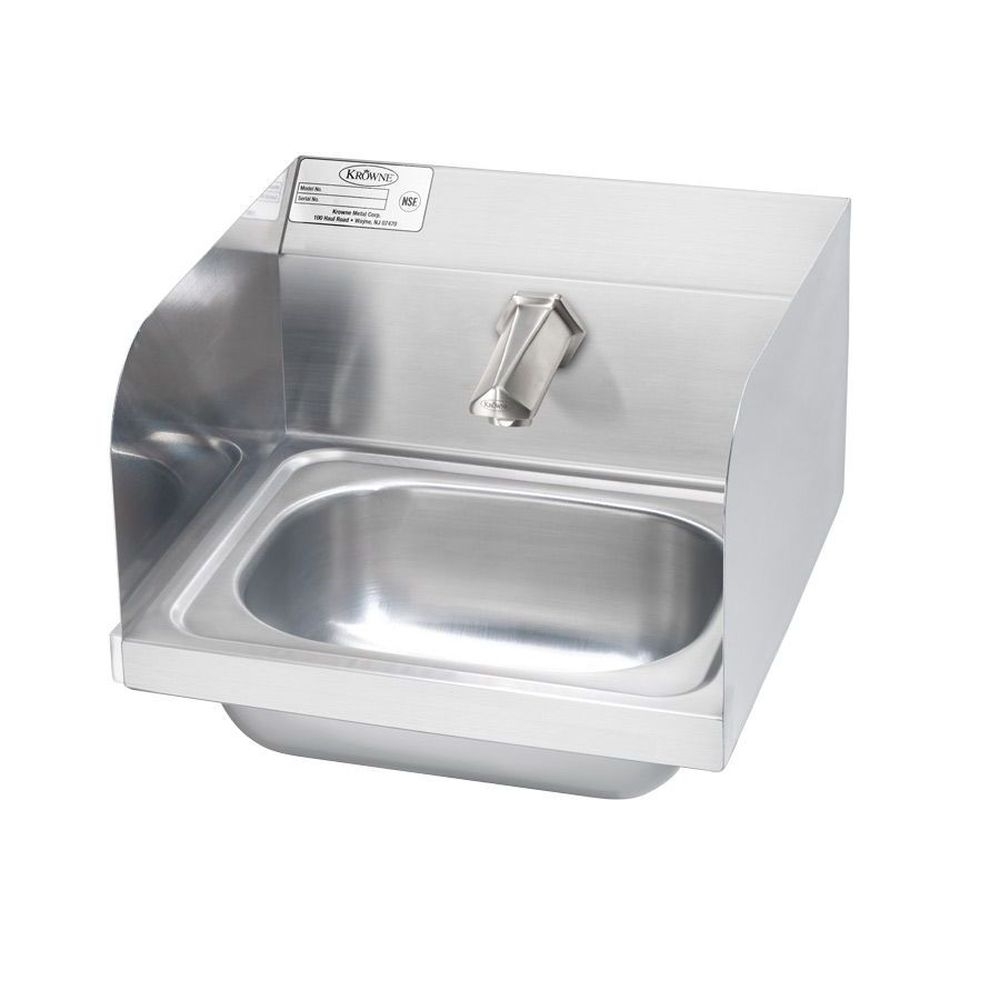 Krowne Hand Sink with Single Hole Electronic Sensor Faucet with Side Splashes, 16 x 15 x 14 inch