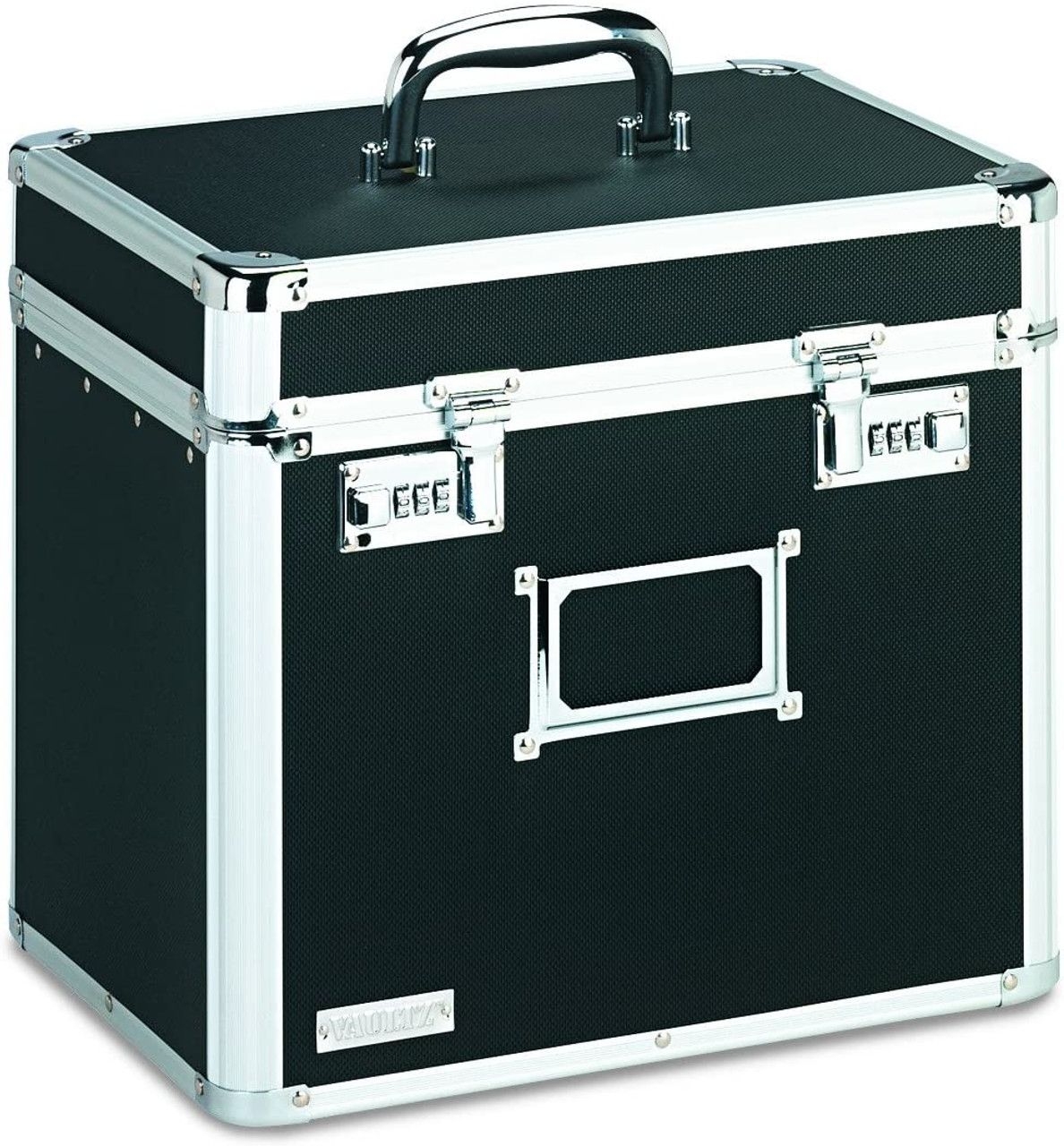 Vaultz Locking Security Storage Box, Letter, 13 1/2w x 10 1/2d x 13 1/4h, Black