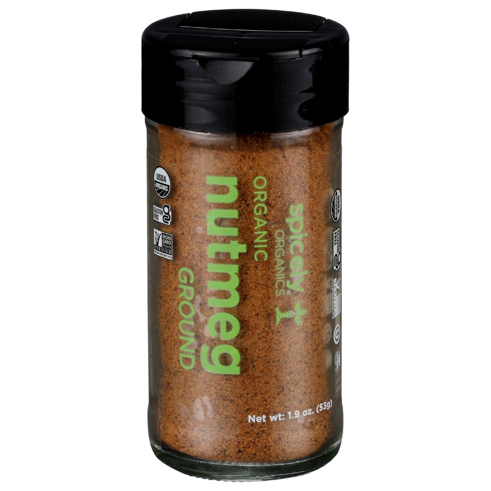 Spicely Organics Ground Nutmeg, 1.9 Ounce Glass Jar -- 3 per case