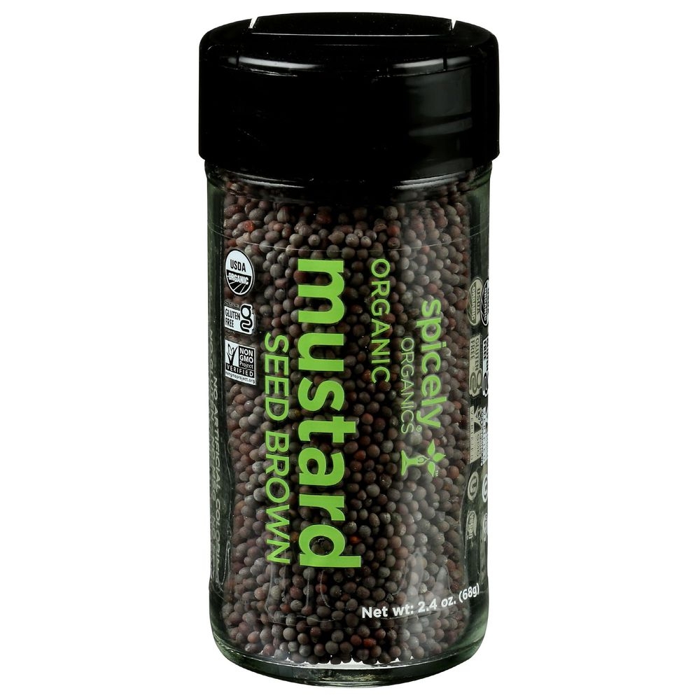 Spicely Organics Brown Mustard Seeds, 2.4 Ounce Jar -- 3 per case
