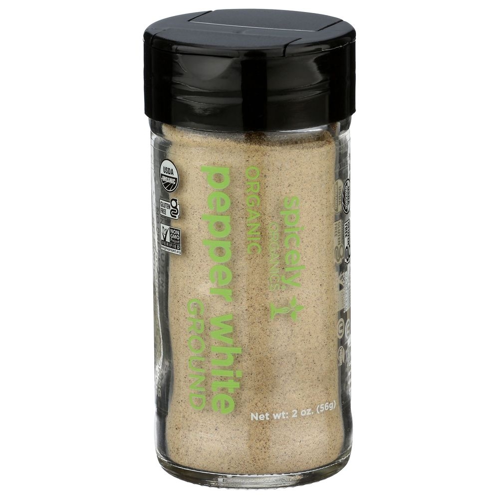 Spicely Organics White Ground Peppercorn, 2 Ounce Jar -- 3 per case