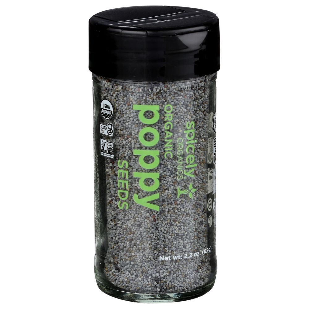 Spicely Organics Poppy Seeds, 2.2 Ounce Glass Jar -- 3 per case