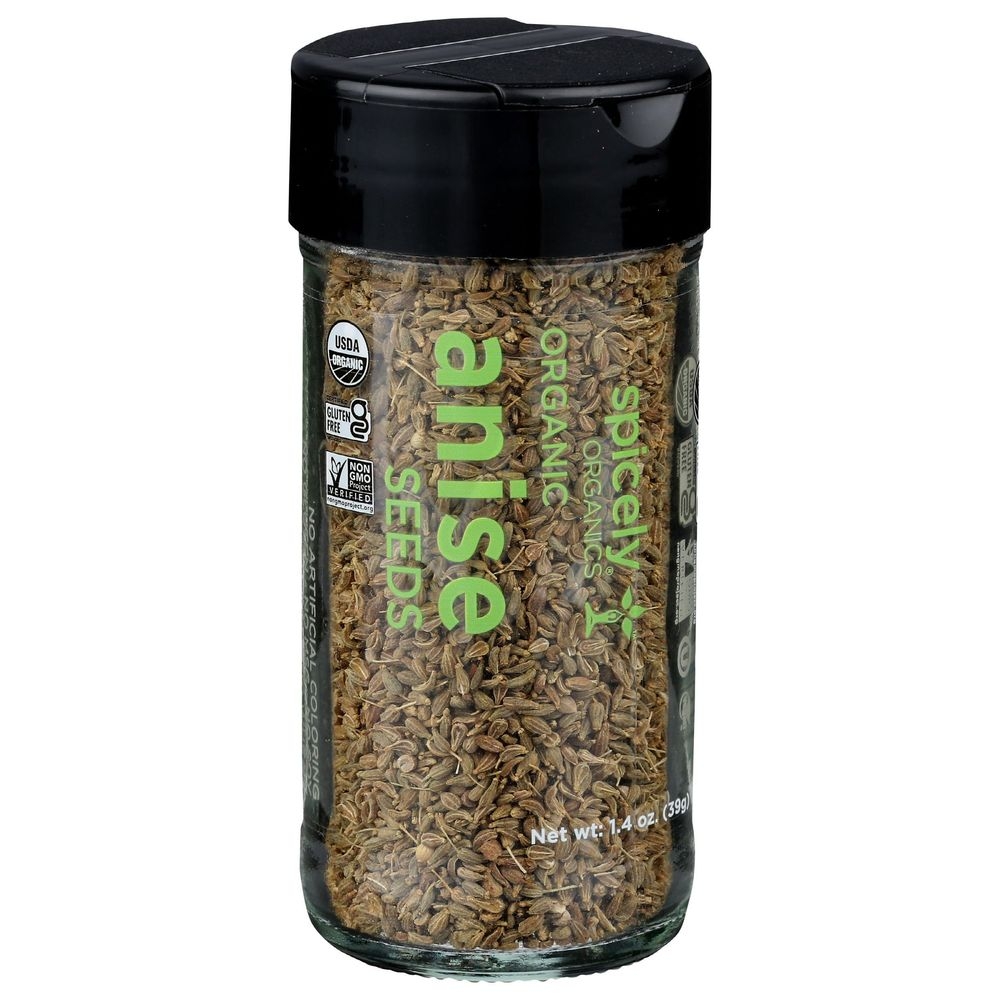 Spicely Organics Whole Anise Seeds, 1.4 Ounce Glass Jar -- 3 per case
