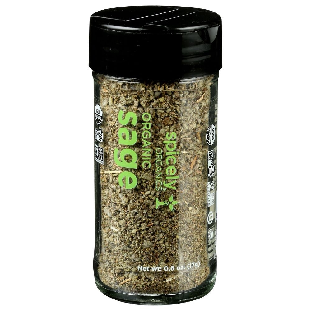Spicely Organics Rubbed Sage, 0.6 Ounce Glass Jar -- 3 per case