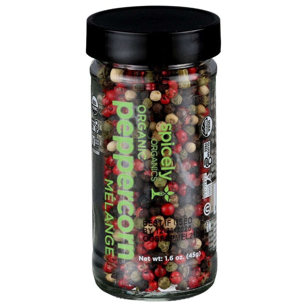 Spicely Organics Peppercorn Melange, 1.6 Ounce Glass Jar -- 3 per case
