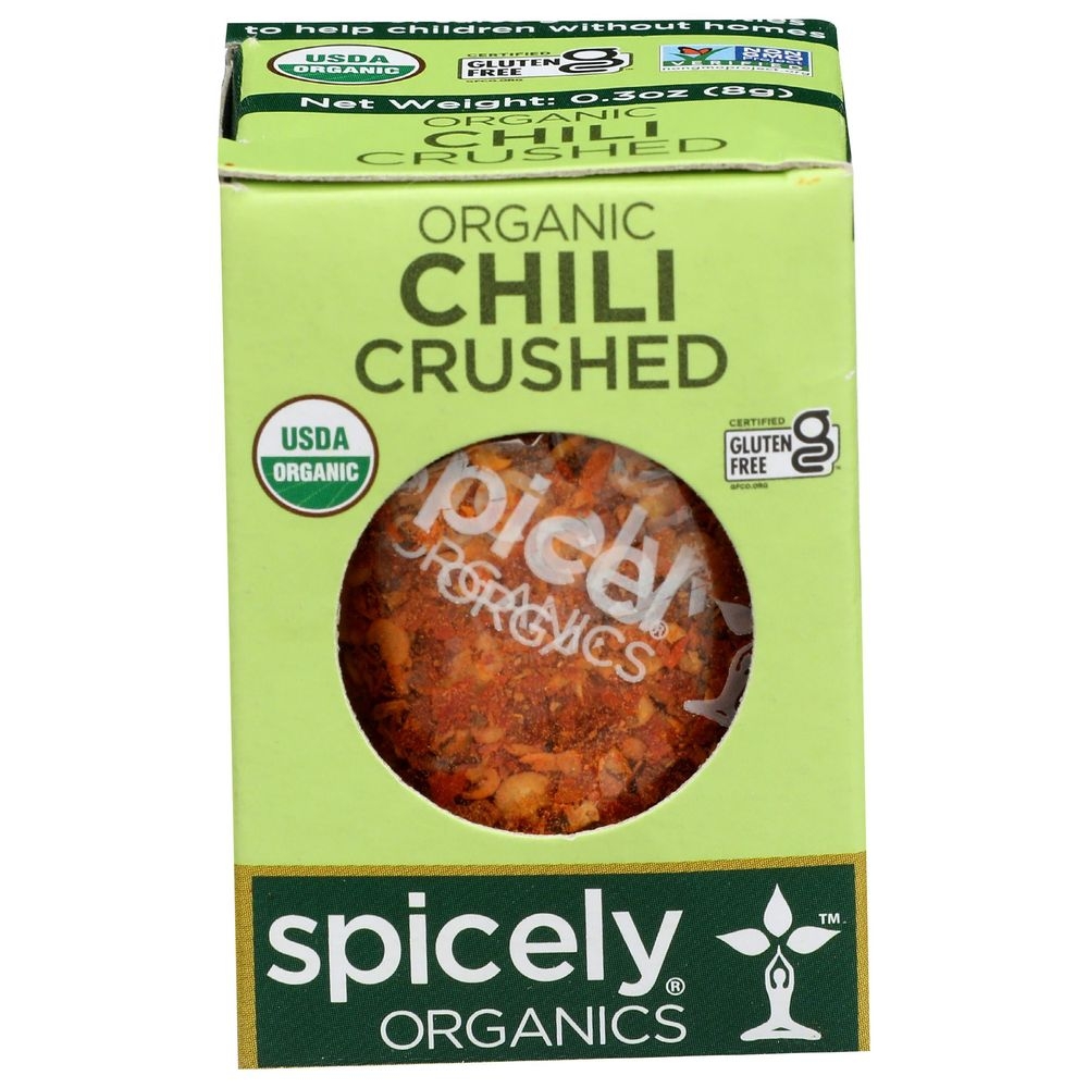 Spicely Organics Crushed Chili Pepper, 0.3 Ounce Box -- 6 per case