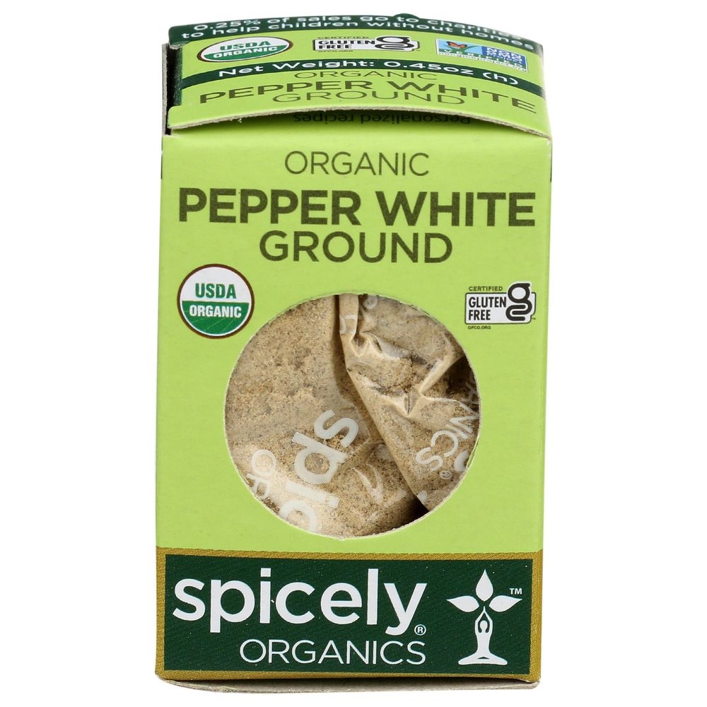Spicely Organics Ground White Peppercorn, 0.45 Ounce Box -- 6 per case