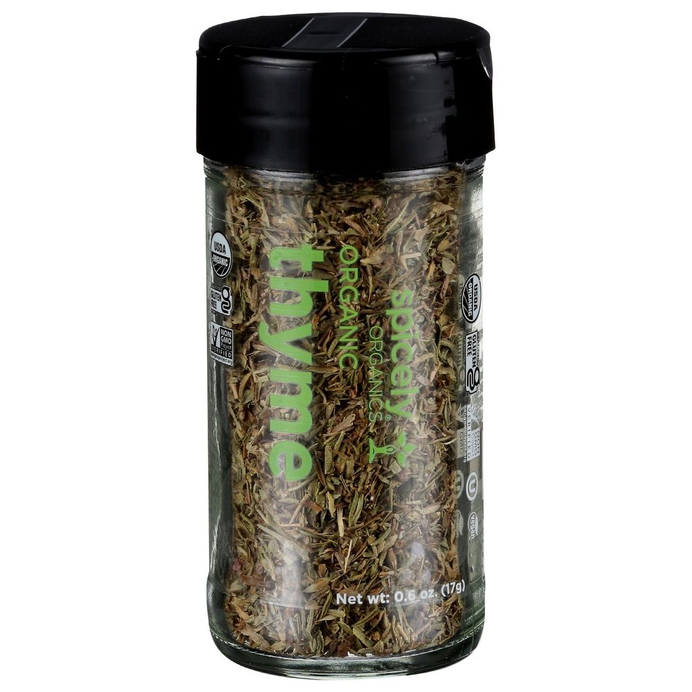 Spicely Organics Whole Thyme, 0.6 Ounce Glass Jar -- 3 per case