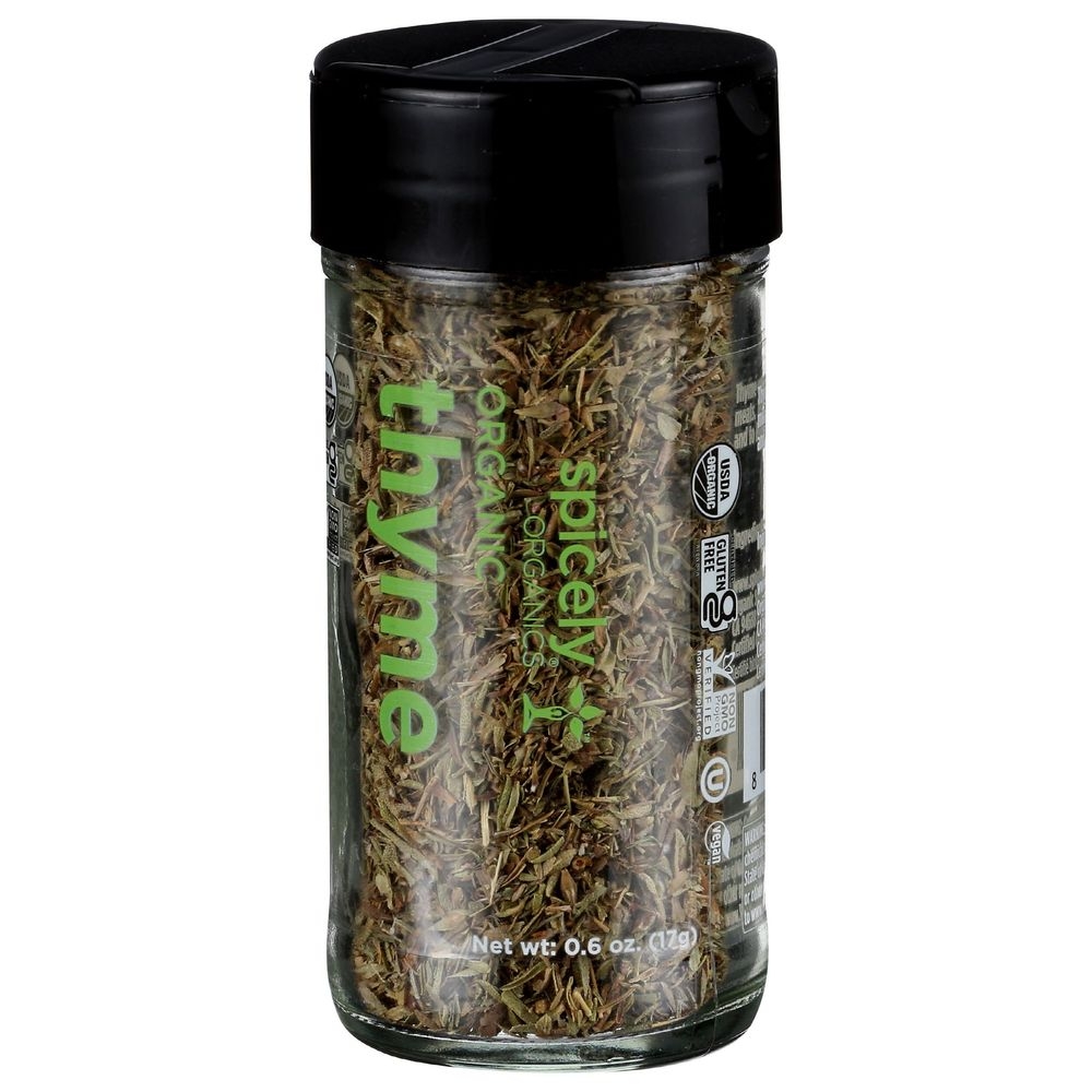 Spicely Organics Whole Thyme, 0.6 Ounce Glass Jar -- 3 per case