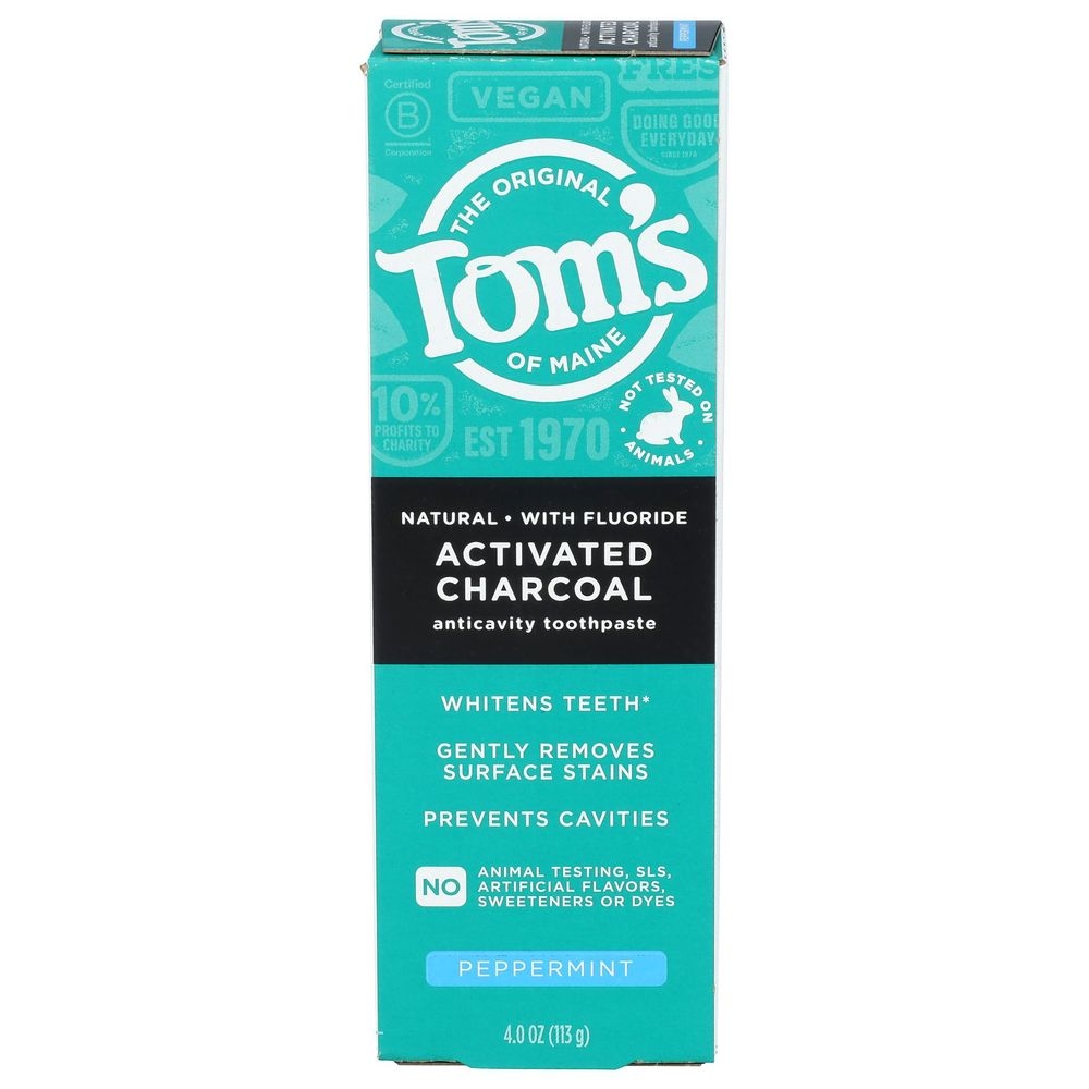 Toms Of Maine Activated Charcoal Peppermint Toothpaste, 4 Ounce