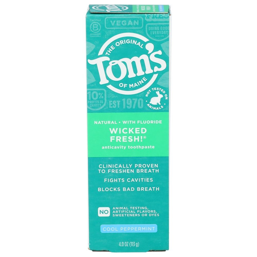 Toms Of Maine Wicked Fresh Cool Peppermint Natural Fluoride Toothpaste, 4 Ounce