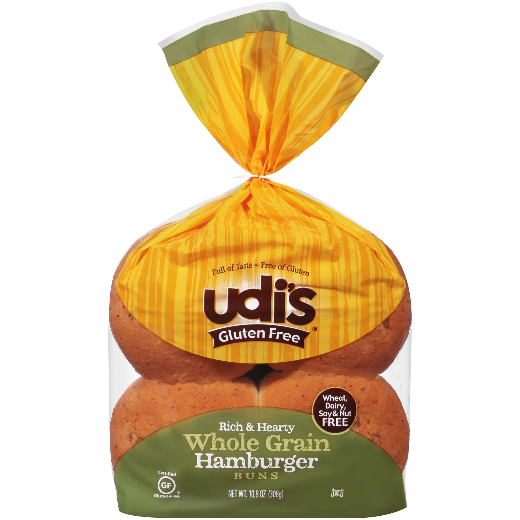 Udi's Whole Grain Hamburger Buns, 10.8 Ounce -- 8 Per Case