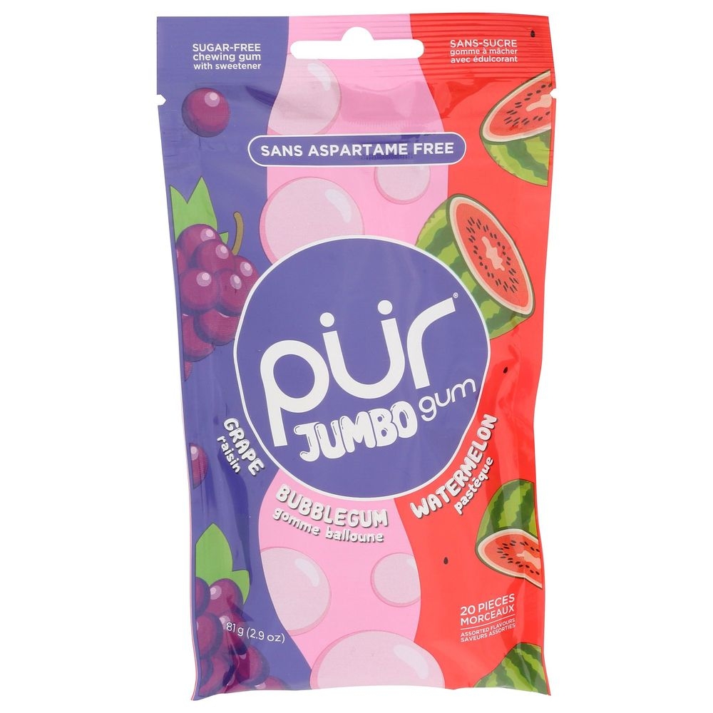 Pur Grape Watermelon Jumbo Gum, 2.9 ounce -- 10 per case