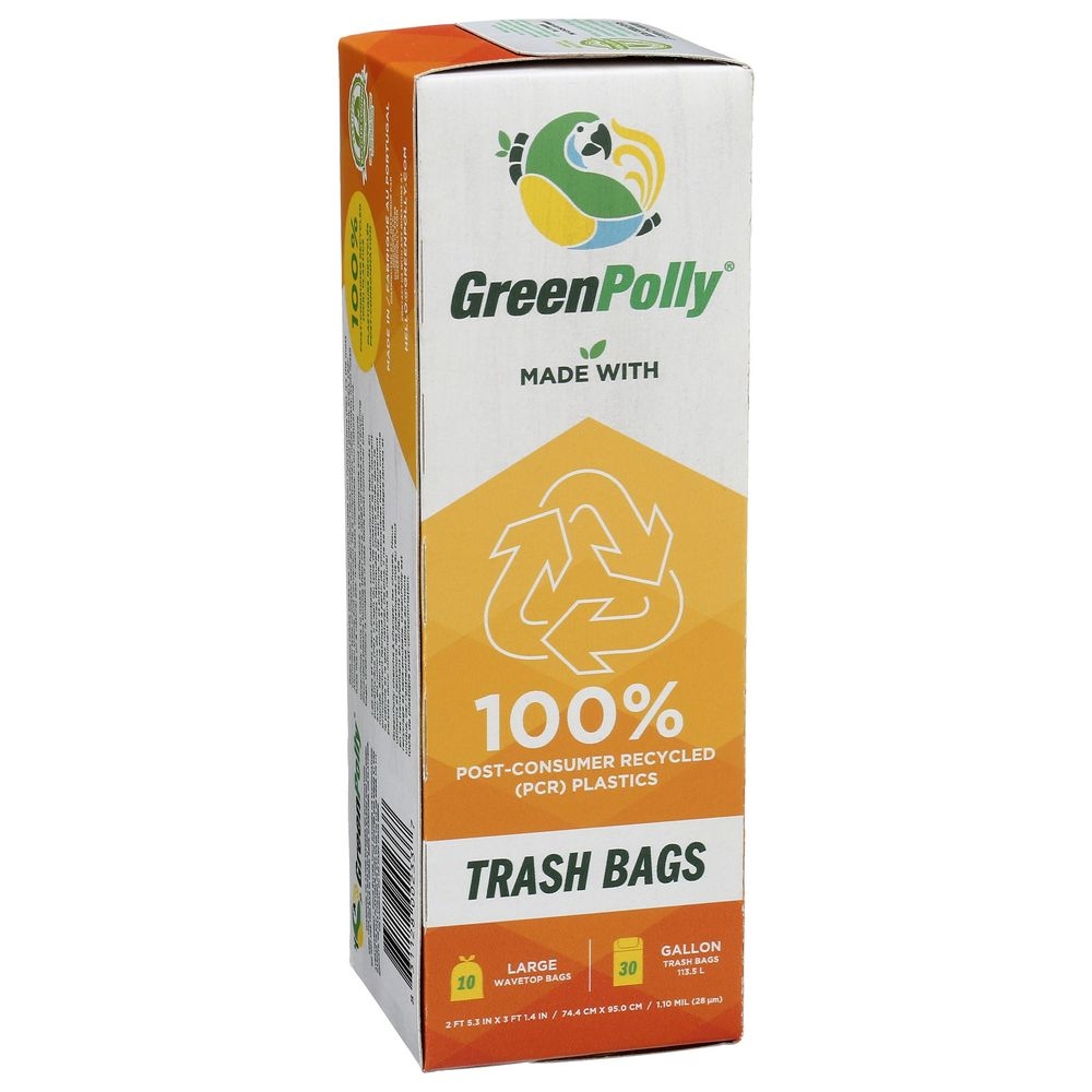 Greenpolly 30 Gallon Wavetop Trash Bag, 10 count -- 12 per case