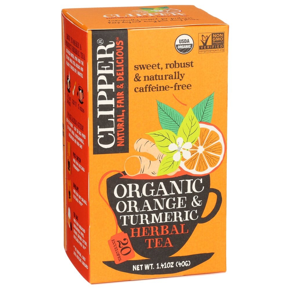 Clipper Organic Orange and Turmeric Herbal Tea, 20 tea bags -- 6 per case