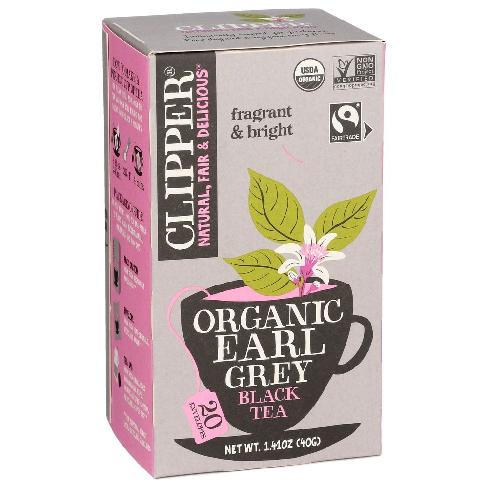 Clipper Organic Earl Grey Black Tea, 20 tea bags -- 6 per case