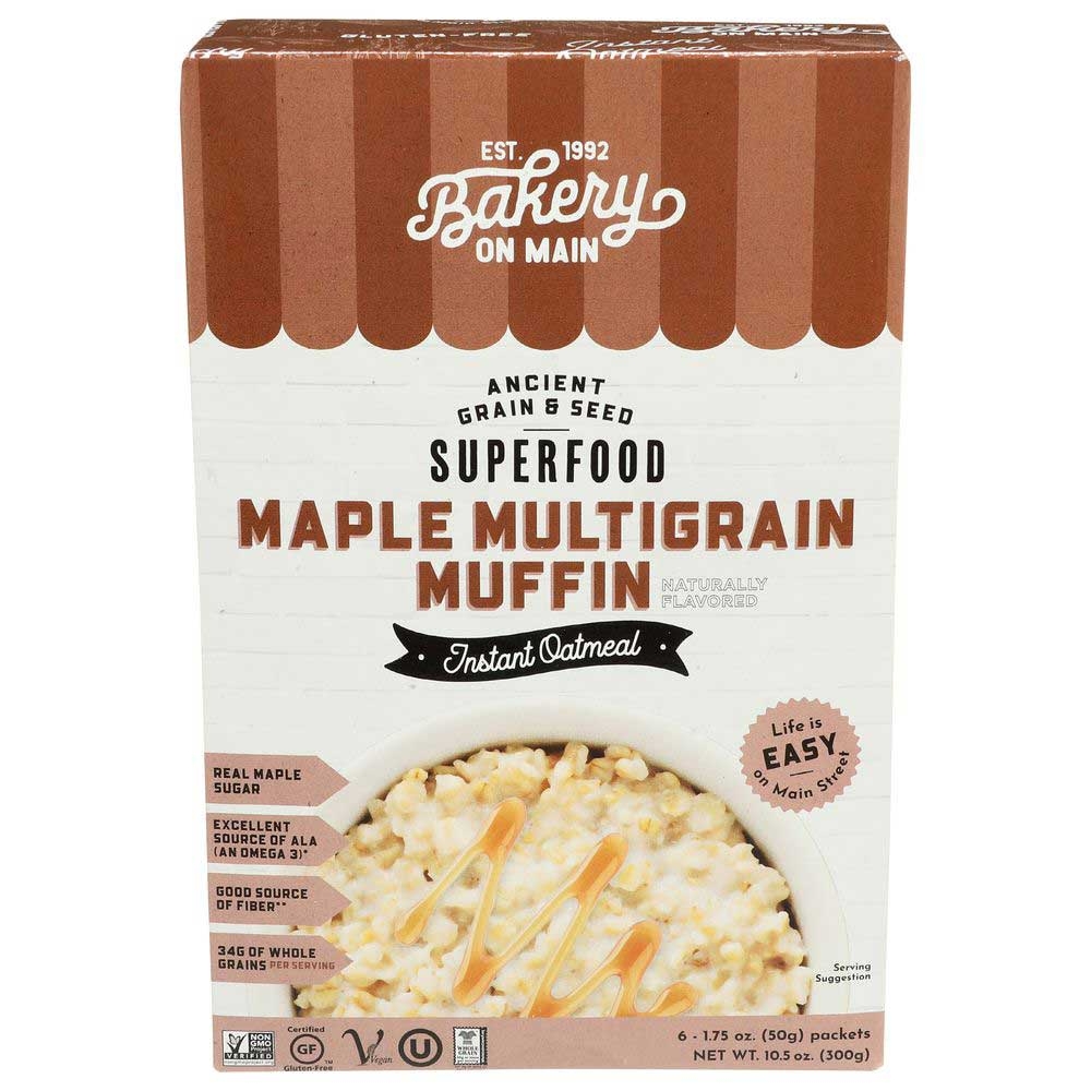 Bakery On Main Maple Multigrain Muffin Flavor Instant Oatmeal, 10.5 Ounce -- 6 per case.