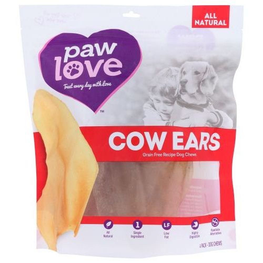 Paw Love Natural Cow Ears Dog Chews, 4 count -- 6 per case