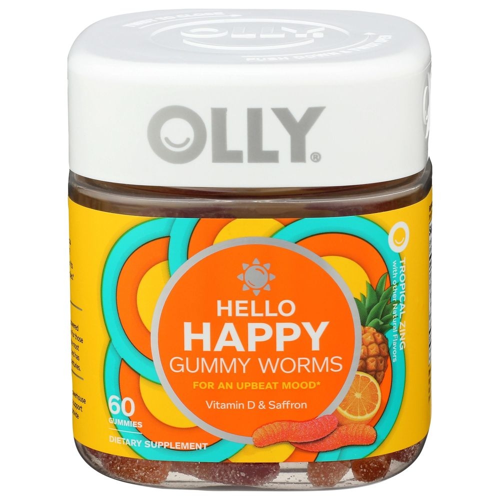 Olly Tropical Zing Hello Happy Gummy Worms, 60 Count
