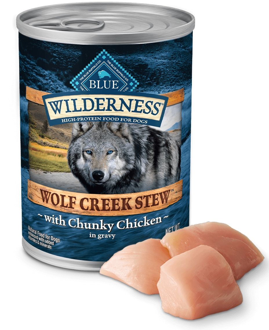 Blue Buffalo Wilderness Wolf Creek Stew Chunky Chicken Stew Wet Dog Food, 12.5 Ounce -- 12 per case