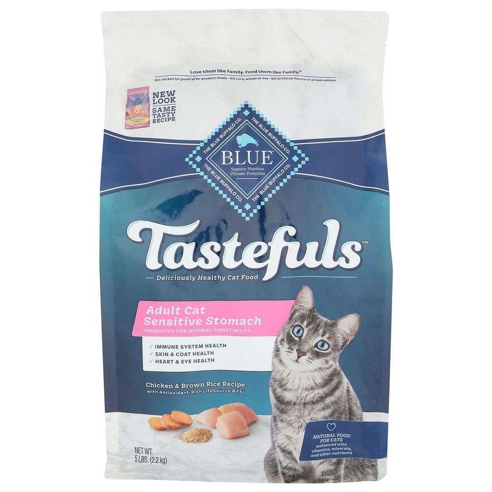 Blue Buffalo Tastefuls Sensitive Stomach Chicken and Brown Rice Recipe Dry Cat Food, 5 Pound -- 5 per case