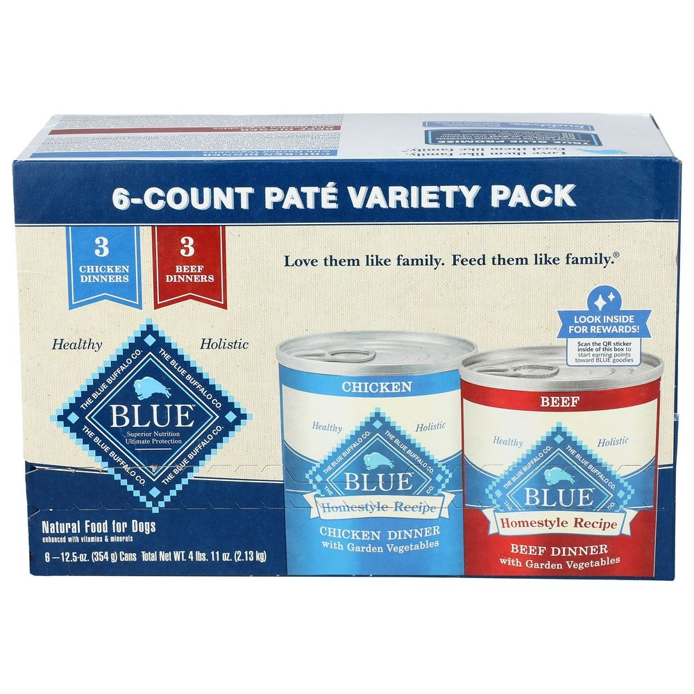 Blue Buffalo Homestyle Recipe Chicken and Beef Adult Wet Dog Food - Variety Pack, 12.5 Ounce