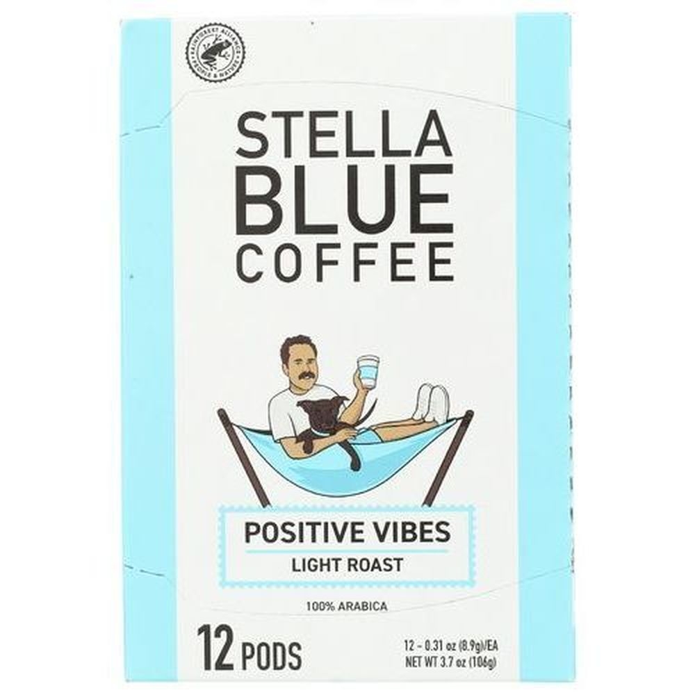 Stella Blue 0.31 Ounce Positive Vibes Light Roast Coffee Pod, 12 count -- 6 per case