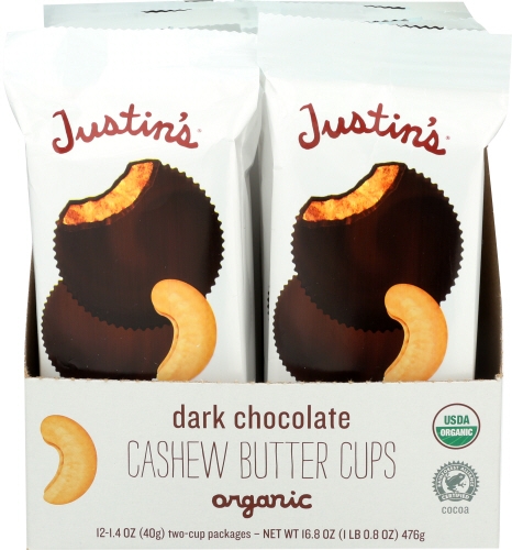 Justin's Organic Dark Chocolate Cashew Butter Cup, 1.4 Ounce -- 12 Per Case
