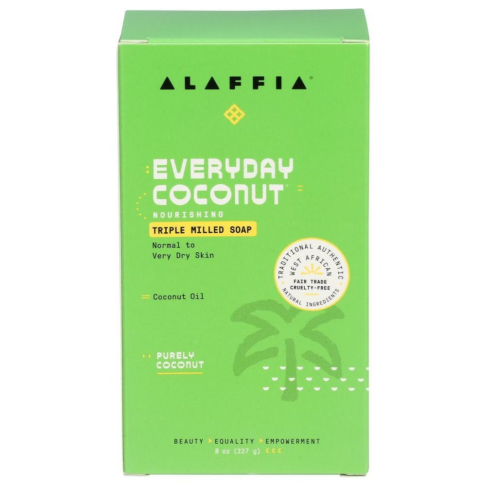 Alaffia Purely Coconut EveryDay Coconut Bar Soap, 8 Ounce -- 4 per case