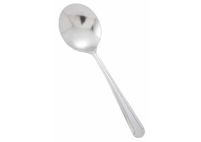 Winco Dominion 18/0 Stainless Steel Medium Weight Bouillon Spoon, 6 x 1.65 inch -- 24 per case.