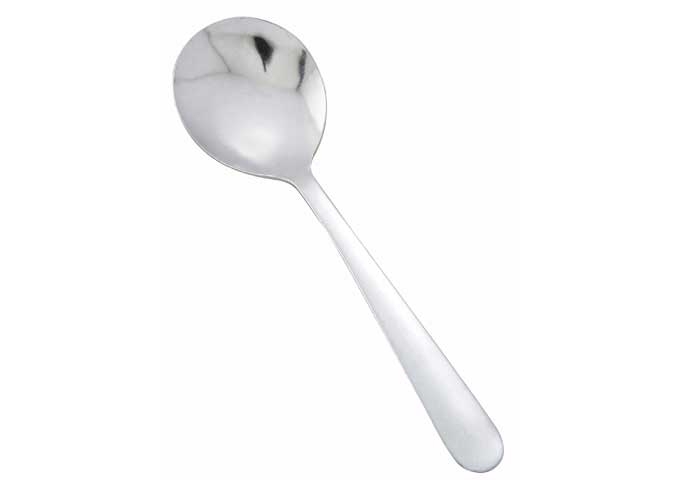 Winco Windsor 18/0 Stainless Steel Medium Weight Bouillon Spoon, 5.88 x 1.65 inch -- 24 per case.