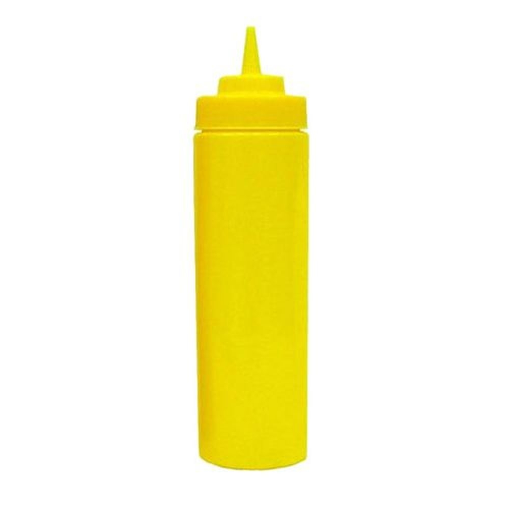 Winco PSW-24Y Plastic Yellow Wide-Mouth Squeeze Bottle, 24 Ounce Capacity -- 6 per case