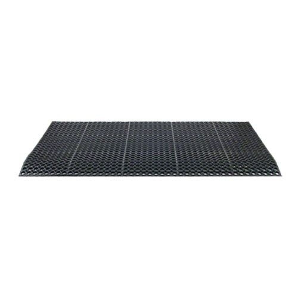 Winco RBM-35K Black Rubber Beveled Edge Floor Mats, 36 x 60 x 0.5 inch