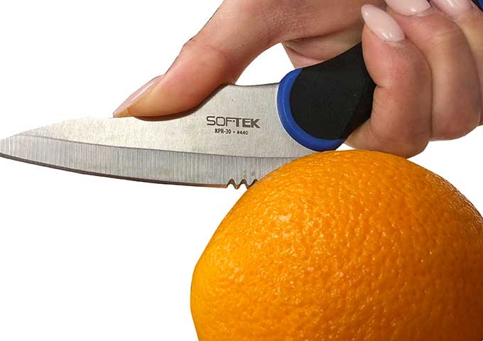 Winco SofTek All Purpose Utility Knife with Soft Grip Handle, 3 1/2 inch Blade -- 48 per case