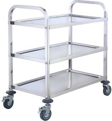 Winco Stainless Steel 3 Tiers Medium Size Utility Trolley, 33.5 x 17 x 35 inch -- 1 set