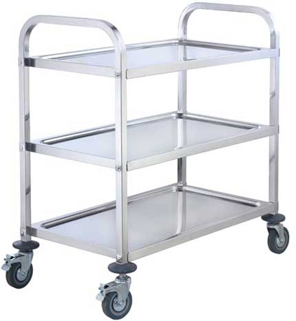 Winco Stainless Steel 3 Tiers Large Size Utility Trolley, 37 x 19 x 37 inch -- 1 set