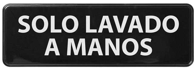 Winco Black Hand Wash Only Spanish Information Sign, 3 x 9 inch -- 144 per case