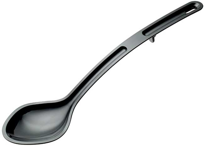 Winco Curv Black Polycarbonate Dual Spout Serving Spoon, 13 inch -- 144 per case