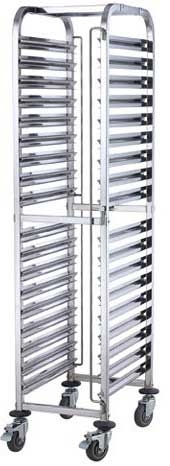 Winco Stainless Steel 36 Tier End-Load Steam Table Pan/Food Pan Rack with Brake, 21 5/8 x 15 1/8 x 63 1/4 inch