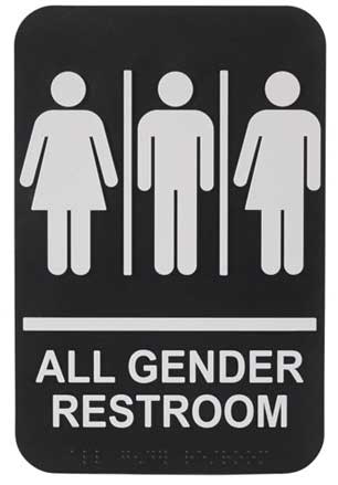 Winco All Gender Restroom Information Sign with Braille, 6 x 9 inch -- 72 per case