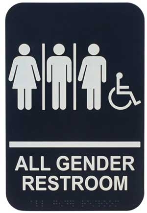 Winco All Gender Restroom/Accessible Information Sign with Braille, 6 x 9 inch -- 72 per case