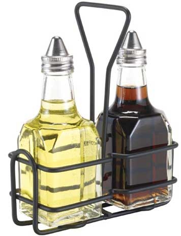 Winco Black Rectangle Cruet Rack for 6 Ounce Oil/Vinegar Bottles -- 48 per case
