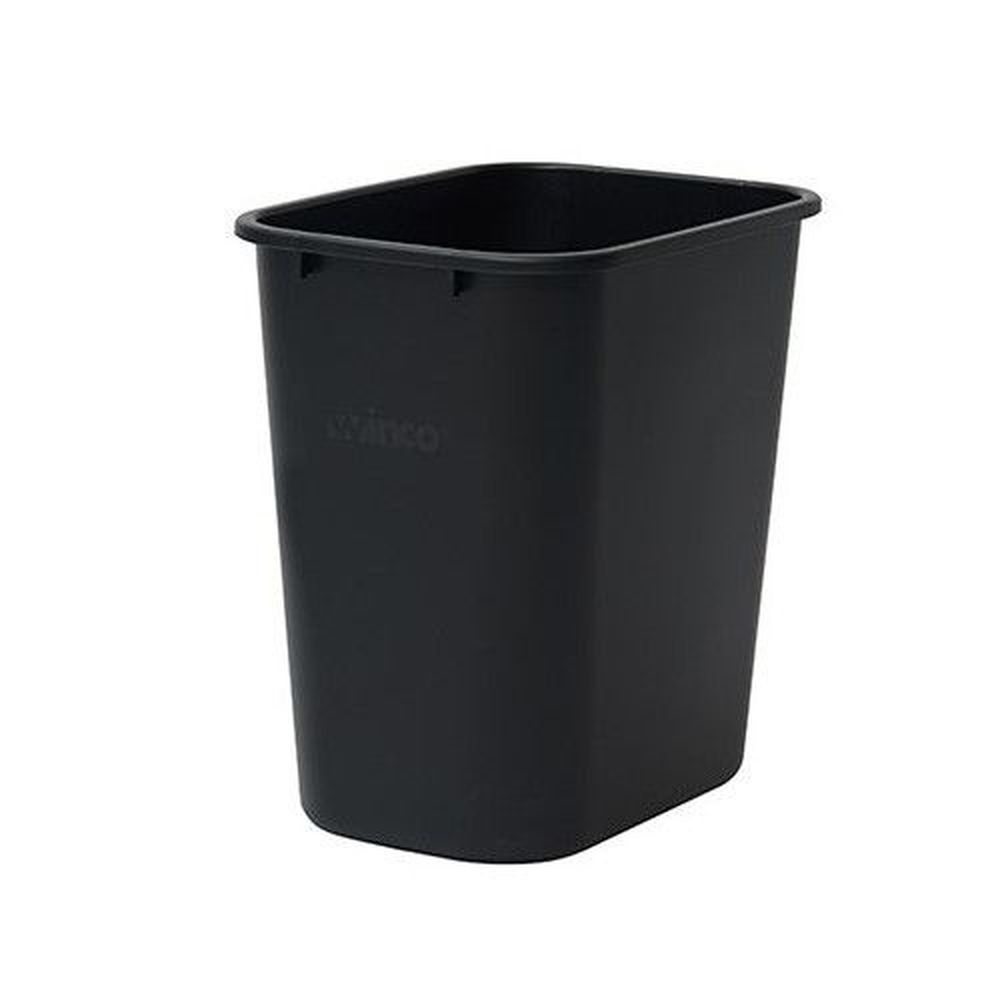 Winco PWR-28K Plastic Black Trash Can, 28 Quart Capacity